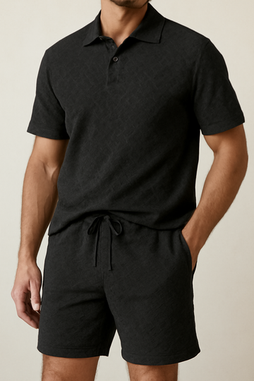 Edvard Noir Polo & Shorts Set – Timeless Men’s Luxury Look